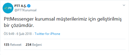 PTT Messenger Hakkında PTT A.Ş Tarafından yapılan açıklama